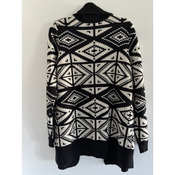 Banana Republic Sweater Women XL Black Cream Italian Yarn Merino Wool Chunky Ski - Picture 2 of 4